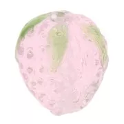 Perla di vetro fragola 16x14 mm - Rosa trasparente x1