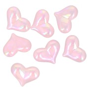 Perlina cuore in acrilico - 17x22 mm - Rosa effetto AB x1