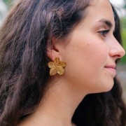 Orecchini con fiori di ciliegio 30 mm Acciaio inossidabile 304L dorato x2