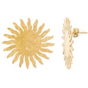 Orecchini sole, acciaio inossidabile 304L martellato 30 mm dorato x2|raw }}