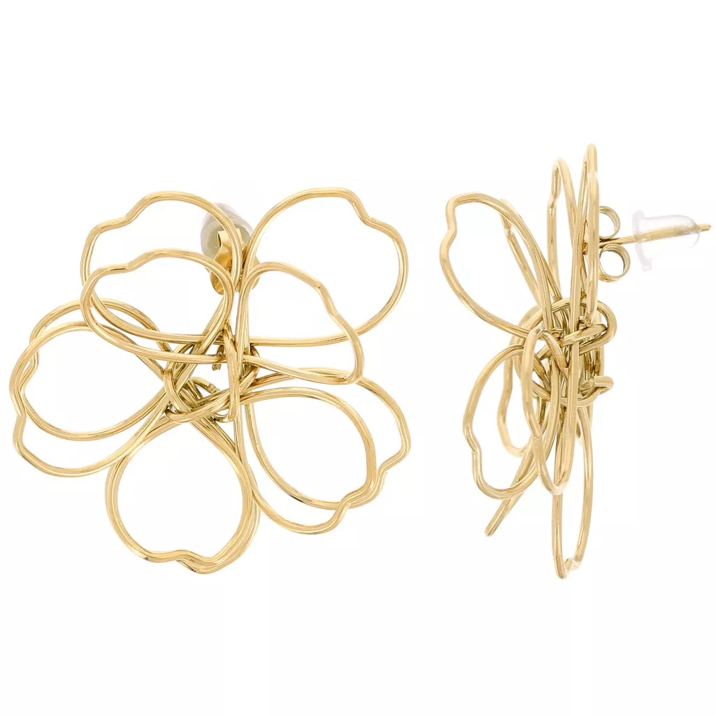 KKJOY Orecchini Pendenti Fiori Gemelli In Acciaio Inox - Design Foglie, Gioielli Regalo Per Donna, 44x16mm