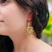 Orecchini a foglia 57x27 mm - Acciaio inossidabile 316L dorato x2