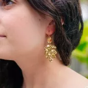 Orecchini a foglia 57x27 mm - Acciaio inossidabile 316L dorato x2