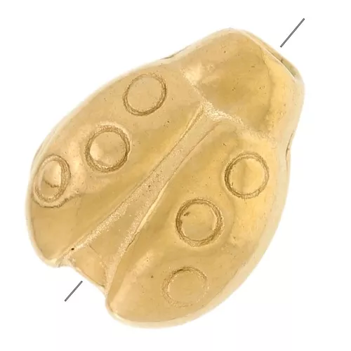 Perlina Coccinella 7,5x6 mm - Acciaio inossidabile 316L dorato x1