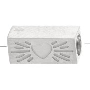 Perlina tubolare rettangolare 7x3 mm con motivo a cuore - Acciaio inossidabile 316L x1