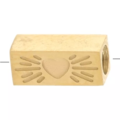 Perlina tubolare rettangolare 7x3 mm cuore Acciaio inox 316L dorato x1