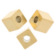 Perline cubiche 5 mm - Acciaio inossidabile 303L dorato x6|raw }}