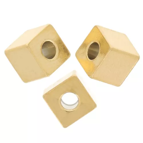 Perline cubiche 5 mm - Acciaio inossidabile 303L dorato x6