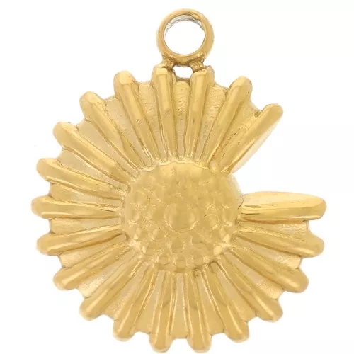 Ciondolo a forma di fiore di margherita 10 mm in acciaio inox 304L -dorato x1