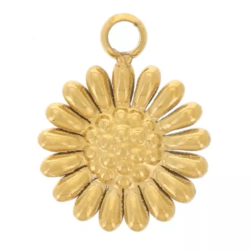 Ciondolo a forma di girasole 7 mm in acciaio inox 304L - dorato x1