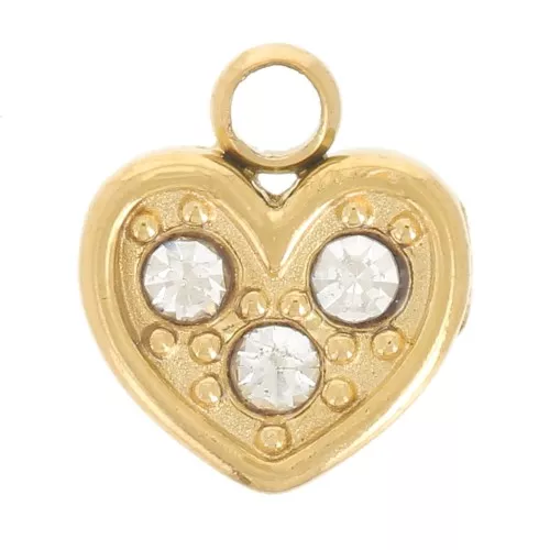 Ciondolo a cuore 6,5x6 mm ossidi di zirconio -Acciaio inossidabile 304L -dorato x1