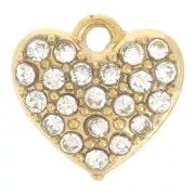 Ciondolo a cuore 8x8 mm - Ossidi di zirconio -Acciaio inossidabile 304L -dorato x1
