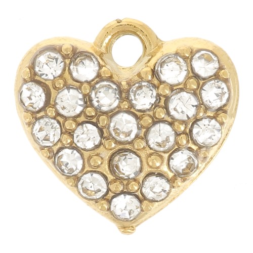 Ciondolo a cuore 8x8 mm - Ossidi di zirconio -Acciaio inossidabile 304L -dorato x1