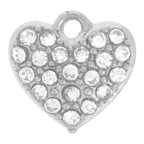 Ciondolo a cuore 8x8 mm - Ossidi di zirconio - Acciaio inossidabile 304L x1