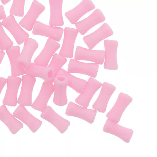 Perline tubulari bambù acrilico opaco 11x5 mm Rosa x30