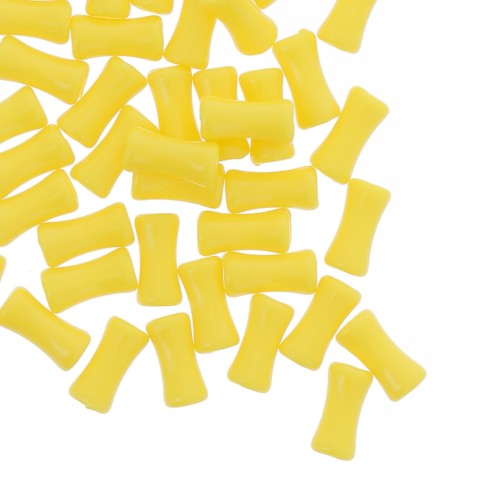 Perline tubulari bambù in acrilico opaco 11x5 mm Giallo x30