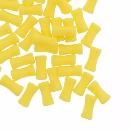 Perline tubulari bambù in acrilico opaco 11x5 mm Giallo x30