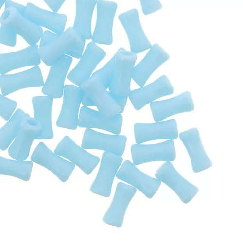 Perline tubulari bambù in acrilico opaco 11x5 mm Azzurro x30