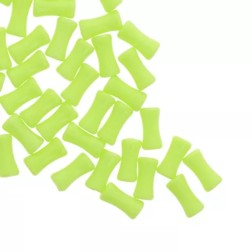 Perline tubulari bambù in acrilico opaco 11x5 mm verde fluo x30
