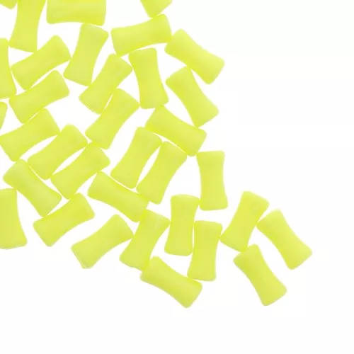 Perline tubulari bambù in acrilico opaco 11x5 mm giallo fluo x30