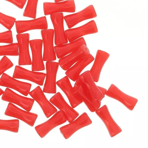 Perline tubulari bambù in acrilico opaco 13x5 mm Rosso x15