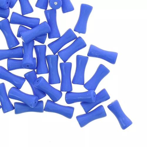 Perline tubulari bambù in acrilico opaco 13x5 mm Blu x15
