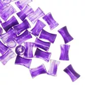 Perline tubulari bambù acrilico trasparente 13x8 mm Viola marmorizzato x20