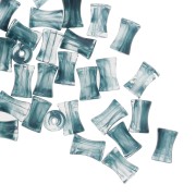Perline tubulari bambù acrilico trasparente 13x8 mm blu marmorizzato grigio x20