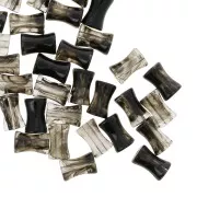 Perline tubulari bambù in acrilico trasparente 13x8 mm nero marmorizzato x20