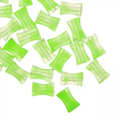 Perline tubulari bambù acrilico trasparente 13x8 mm verde chiaro marmorizzato x20