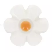 Perla fiore di madreperla 12 mm - Bianco - Arancione x1