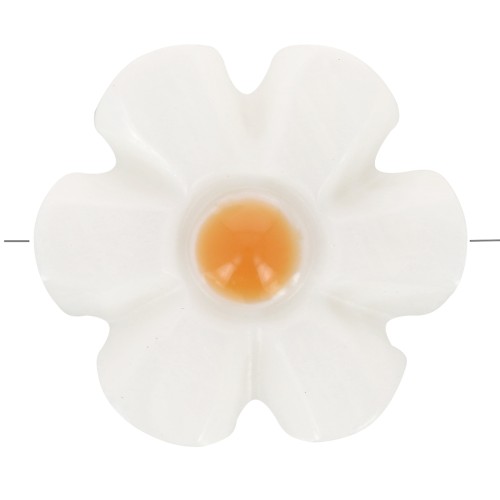 Perla fiore di madreperla 12 mm - Bianco - Arancione x1