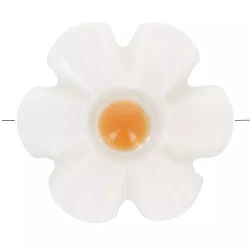 Perla fiore di madreperla 12 mm - Bianco - Arancione x1