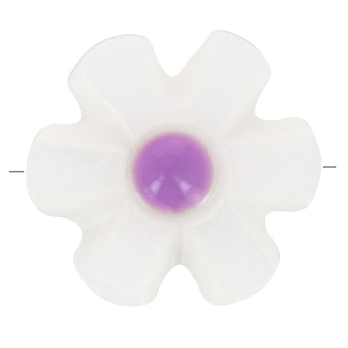 Perla fiore di madreperla 12 mm - Bianco - Viola x1