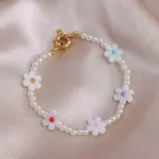 Perla fiore di madreperla 12 mm - Bianco - Viola x1