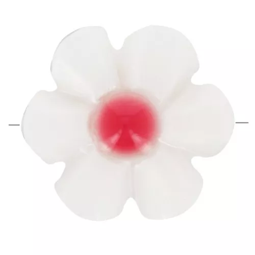 Perla fiore di madreperla 12 mm - Bianco - Rosso corallo x1