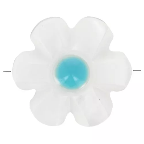 Perla fiore di madreperla 12 mm - Bianco - Blu x1