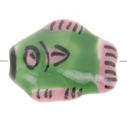 Perlina pesce in ceramica 12x15 mm Verde - Rosa x1|raw }}
