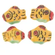 Perlina pesce in ceramica 12x15 mm Giallo - Rosso x1