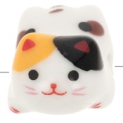 Perla di gatto in ceramica 11x16 mm Bianco - Giallo - Marrone x1|raw }}