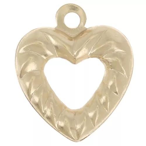 Ciondolo a cuore cavo effetto corda 10x9 mm - Gold filled x1