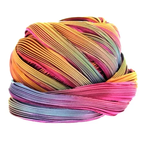 Nastro Twill di seta Shibori Tropical Pink Borealis x10cm