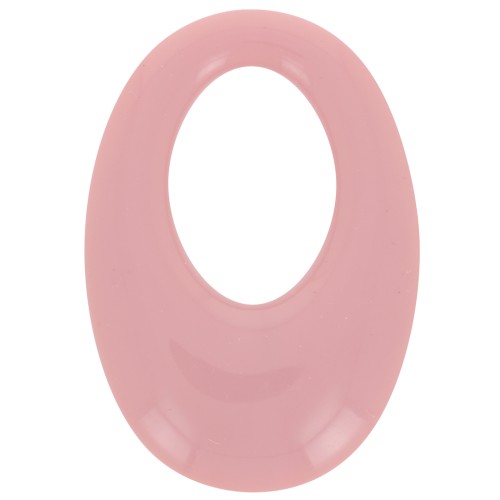 Pendente ovale cavo in resina opaca 33x23 mm - Vintage Rose x1