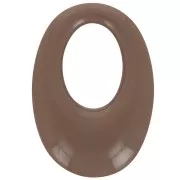 Pendente ovale cavo in resina opaca 33x23 mm - Marrone x1