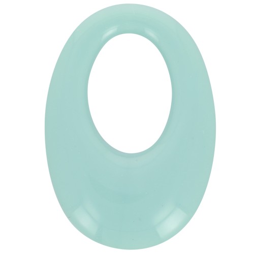 Pendente ovale cavo in resina opaca 33x23 mm - Menta x1