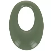 Pendente ovale cavo in resina opaca 33x23 mm - Verde scuro x1
