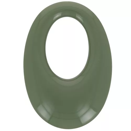 Pendente ovale cavo in resina opaca 33x23 mm - Verde scuro x1