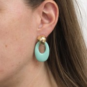 Pendente ovale cavo in resina opaca 33x23 mm - Verde scuro x1