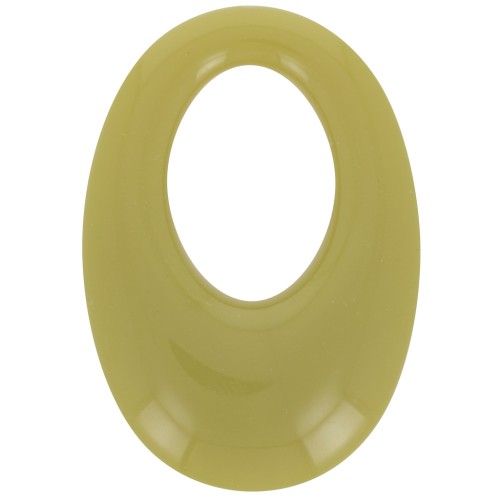 Pendente ovale cavo in resina opaca 33x23 mm - Khaki x1