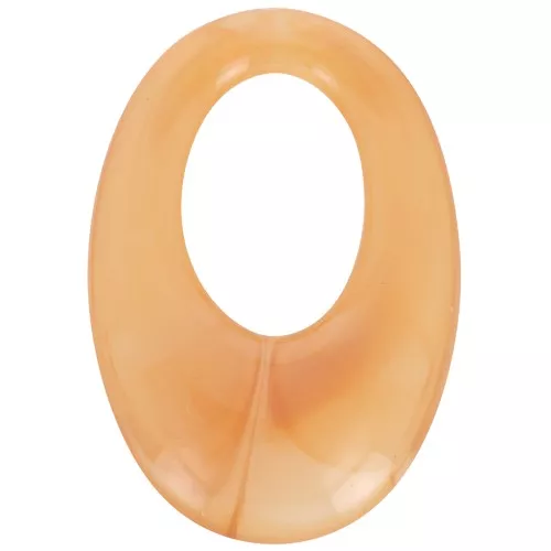 Pendente ovale cavo in resina traslucida 33x23 mm - Marmo albicocca x1
